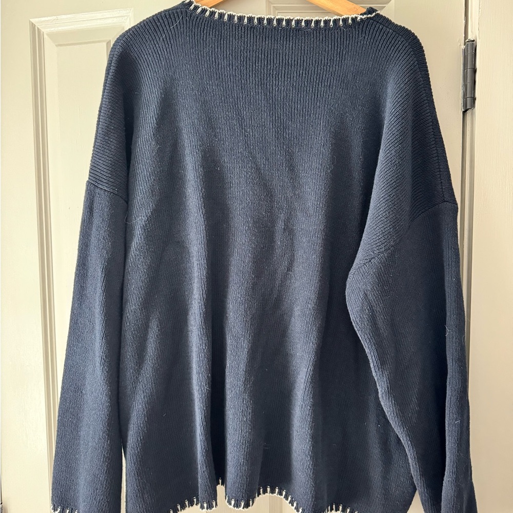 Zara whipstitch navy sweater size xl - Picture 2 of 3